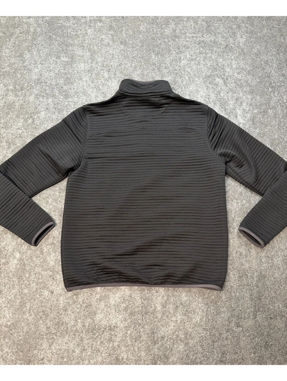 Gerry Men’s M Black Ribbed Fleece Snap Pullover Mock Neck with Kangaroo Pocket
